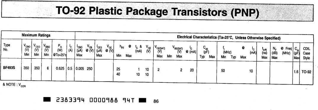 Lot 60 tranzistori bipolari PNP inalta tensiune BF493S (piese rare)