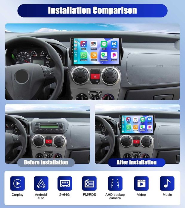 Мултимедия Android за Citroen Stepwgn Nemo Peugeot Bipper Fiat Fiorino