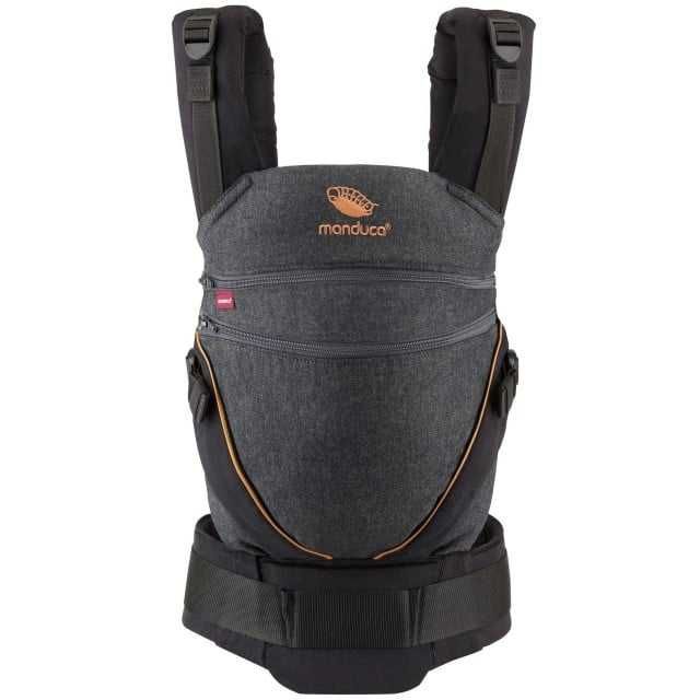 Marsupiu Manduca XT Denim Black Toffee pana la 20 kg, 3 pozitii Denim