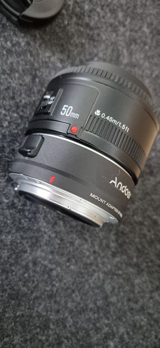 Обектив YN 50мм 1.8 с преходник EF-RF