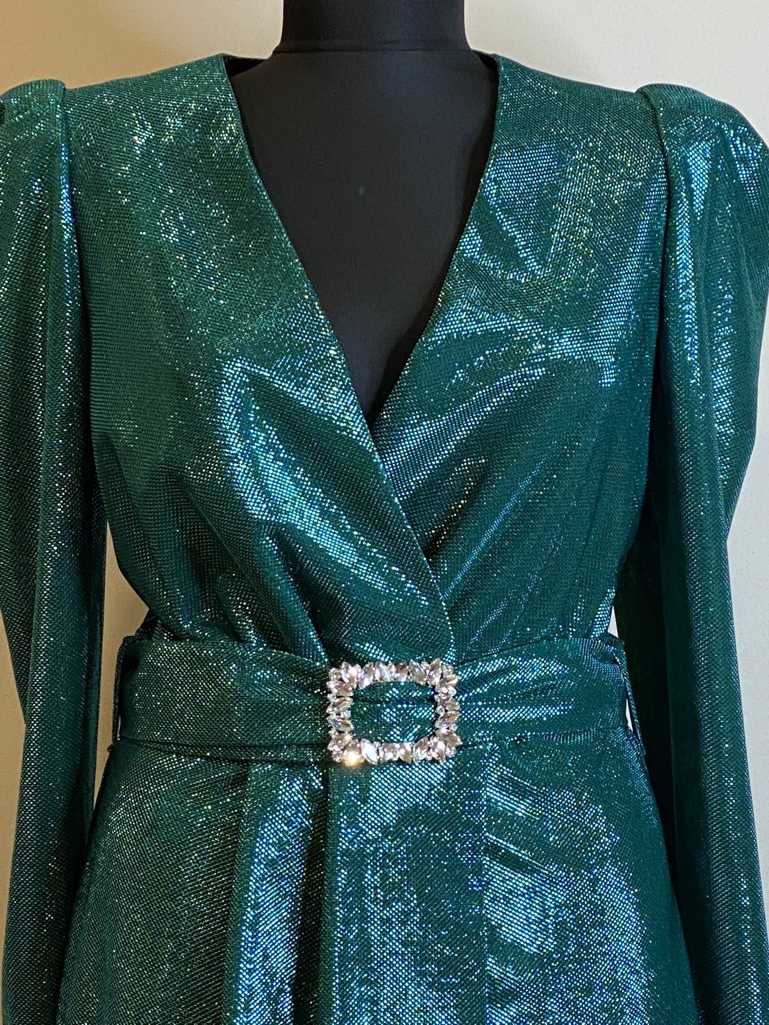 Rochie eleganta din lurex verde