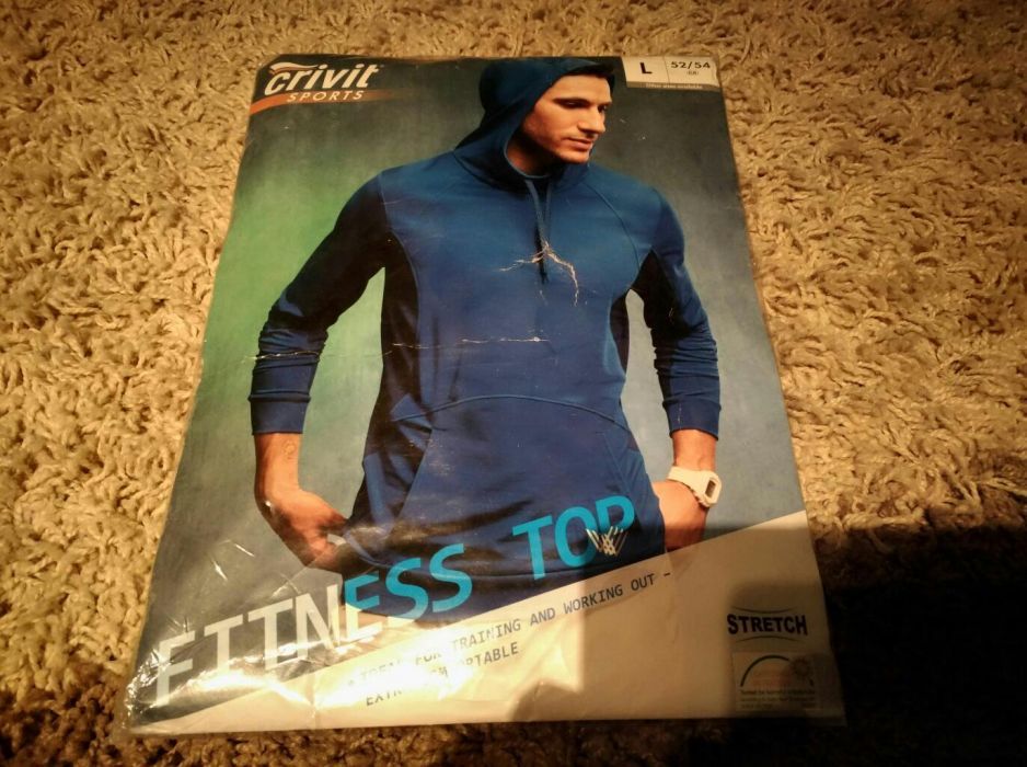Hanorac bluza trening bărbat glugă pulover mărimea L albastru fitness