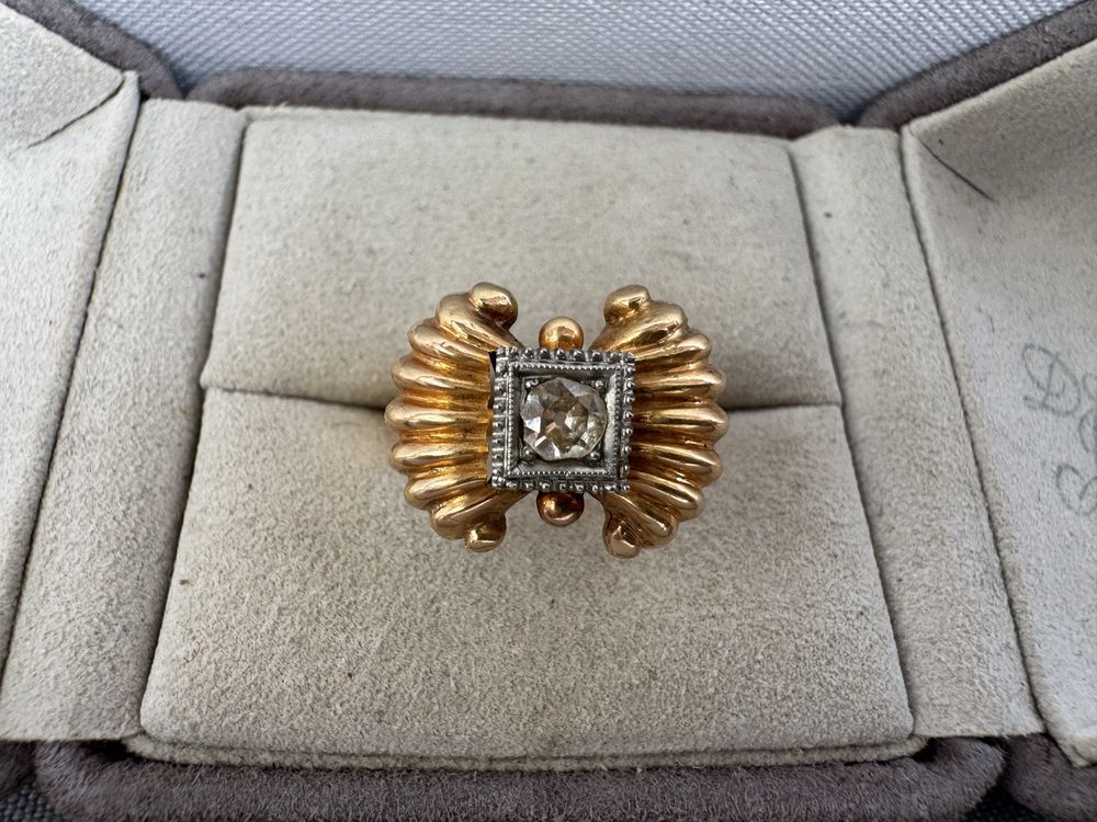 Inel model tank din aur si diamant 0,25 ct