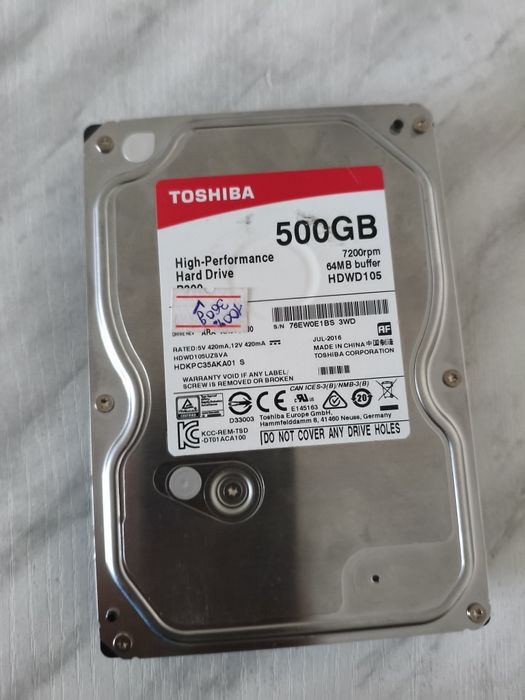 Жёсткий диск Toshiba 500гб