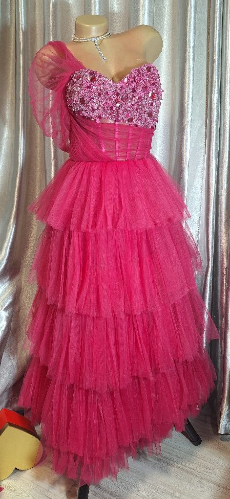 Rochie elegantă de seara,bal, nunta, botez -Umit fuchsia, 40