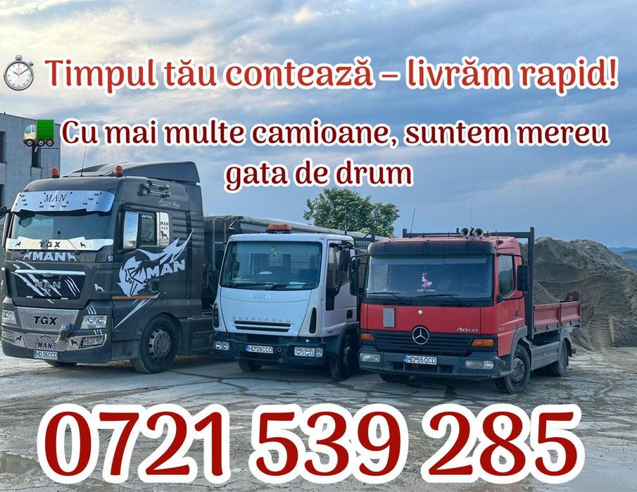 Nisip, sorturi, balast, zgura, pamant vegetal etc.