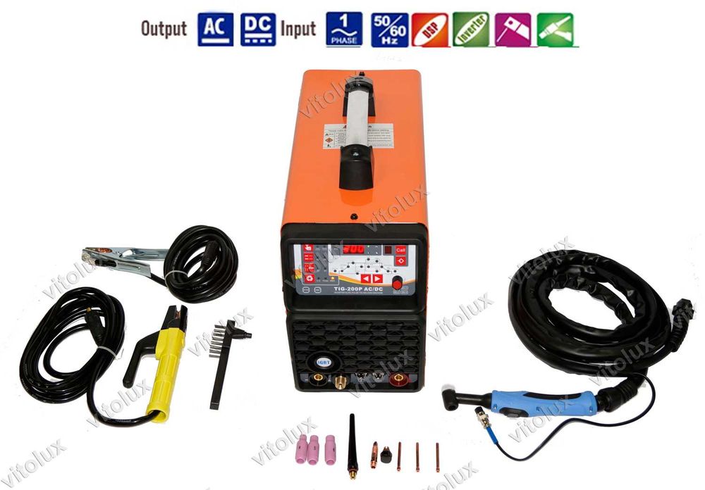 200 Амп. AC/DC Монофазни TIG+ЕЛЕКТРОЖЕН Заваръчни  Апарати, пулс режим
