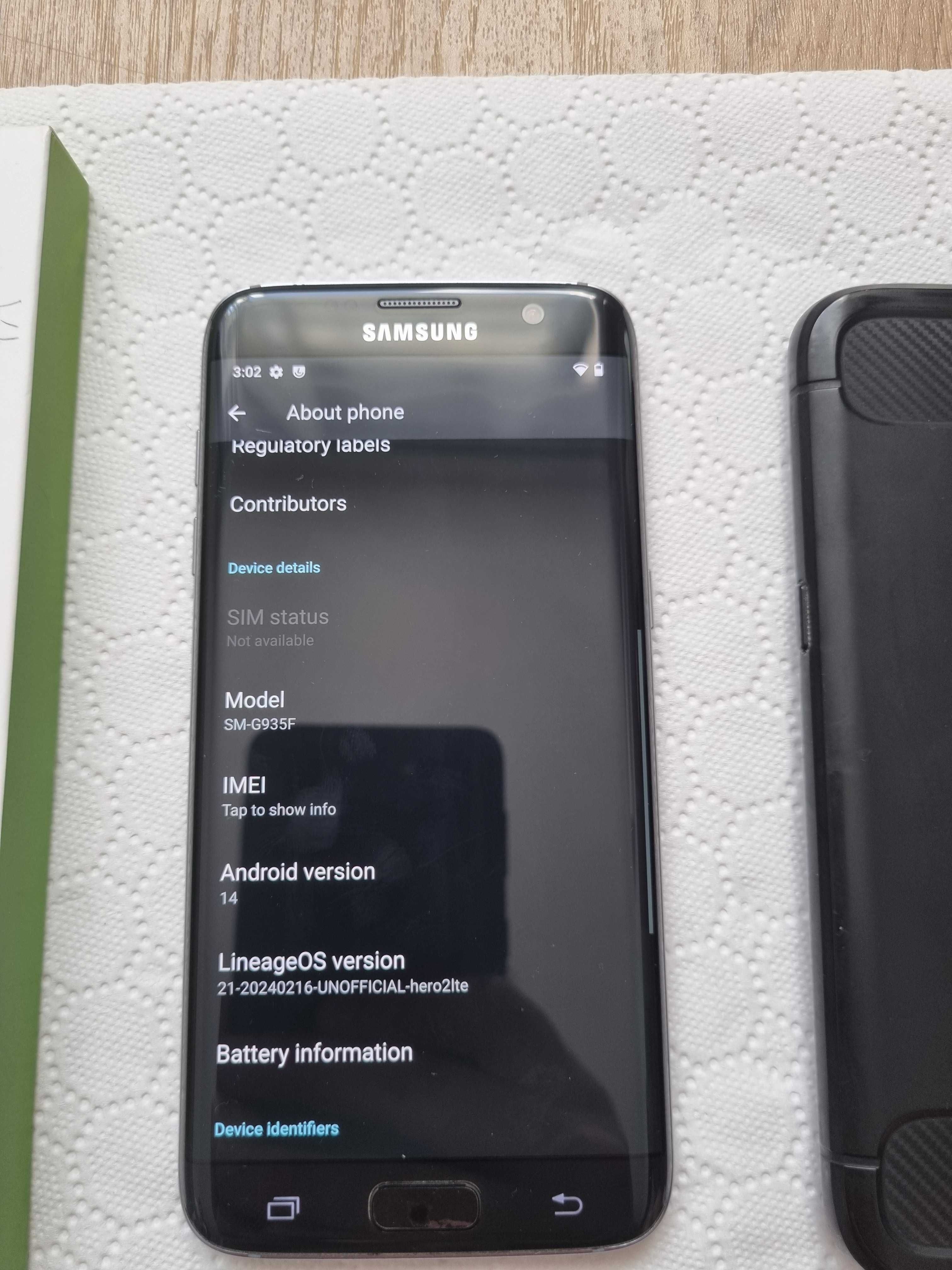 Telefon Samsung Galaxy S7 Edge, 32GB, 4G, Black, Android 14 + CADOURI