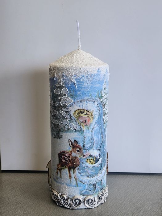Коледна свещ ръчна изработка