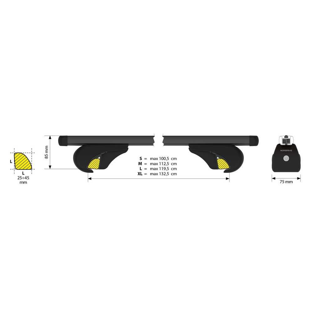 Напречни греди багажник Nordrive Helio Rail XL Black 140см