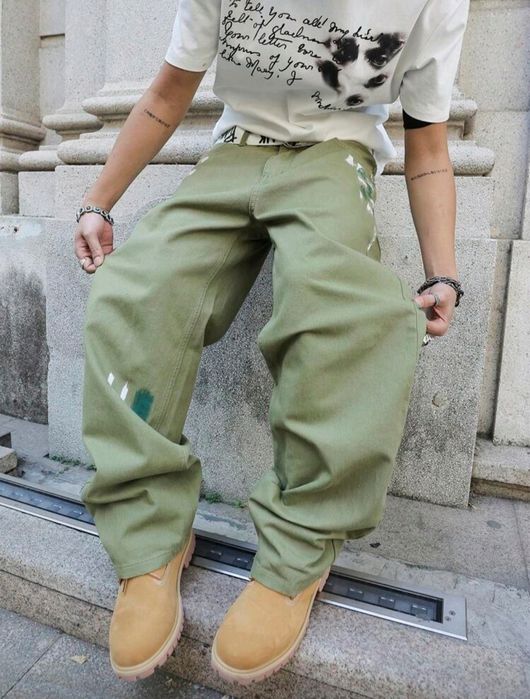 Нови военни дънки baggy панталони камуфлаж  Loose Fit Jeans карго Хл Л