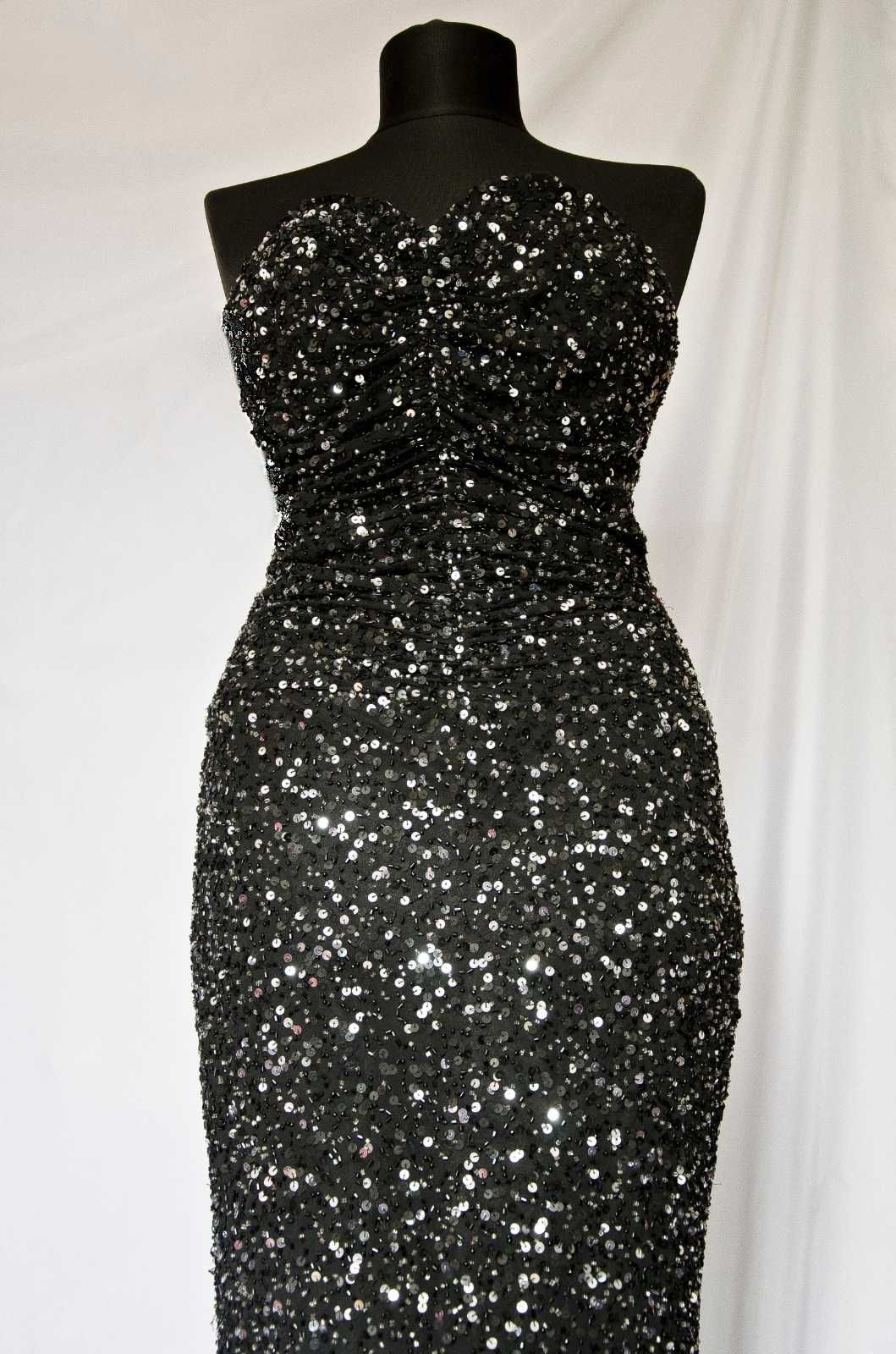 Rochie de nasa de gala evenimente neagra, deosebita, cu paiete