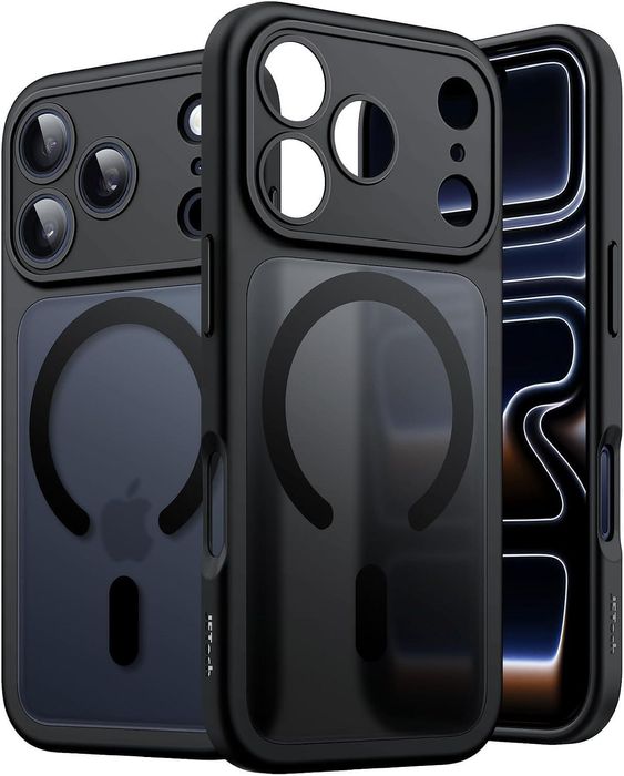 Матов magsafe кейс за apple iphone 17 pro max - черен