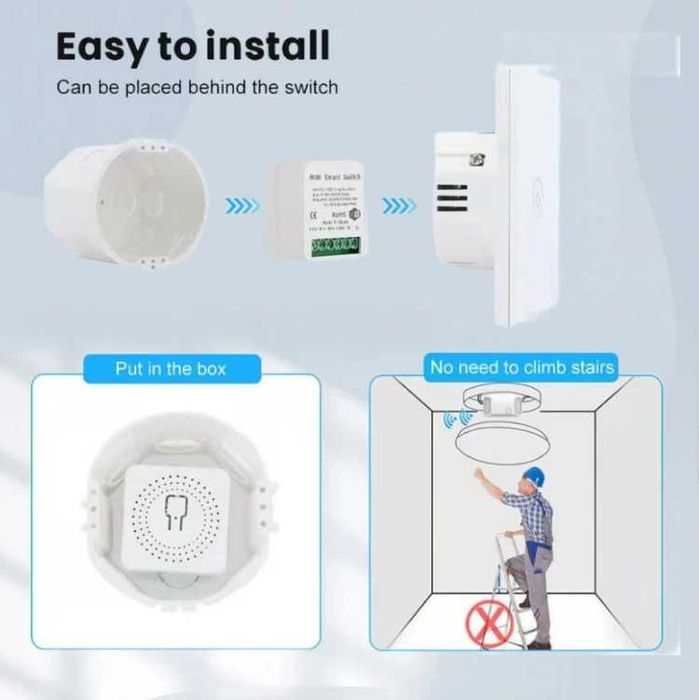 Mini intrerupator/releu inteligent WIFI 16A automatizare, compat. TUYA