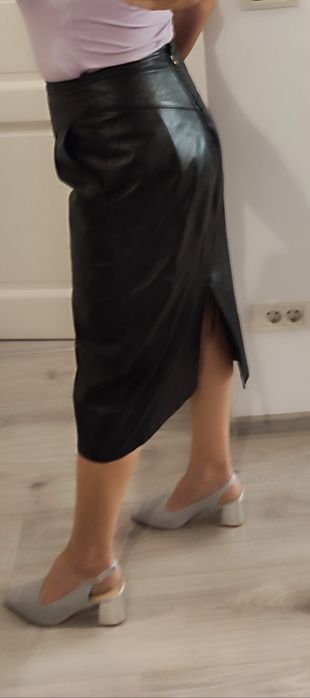 Fusta piele midi, neagră Vural Switzerland, ECHTES LEDER