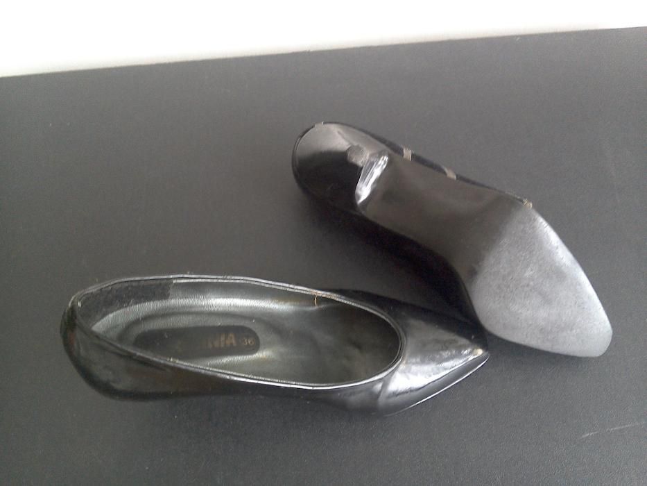 Pantofi de damă, casual, din piele naturală lăcuită și piele întoarsă