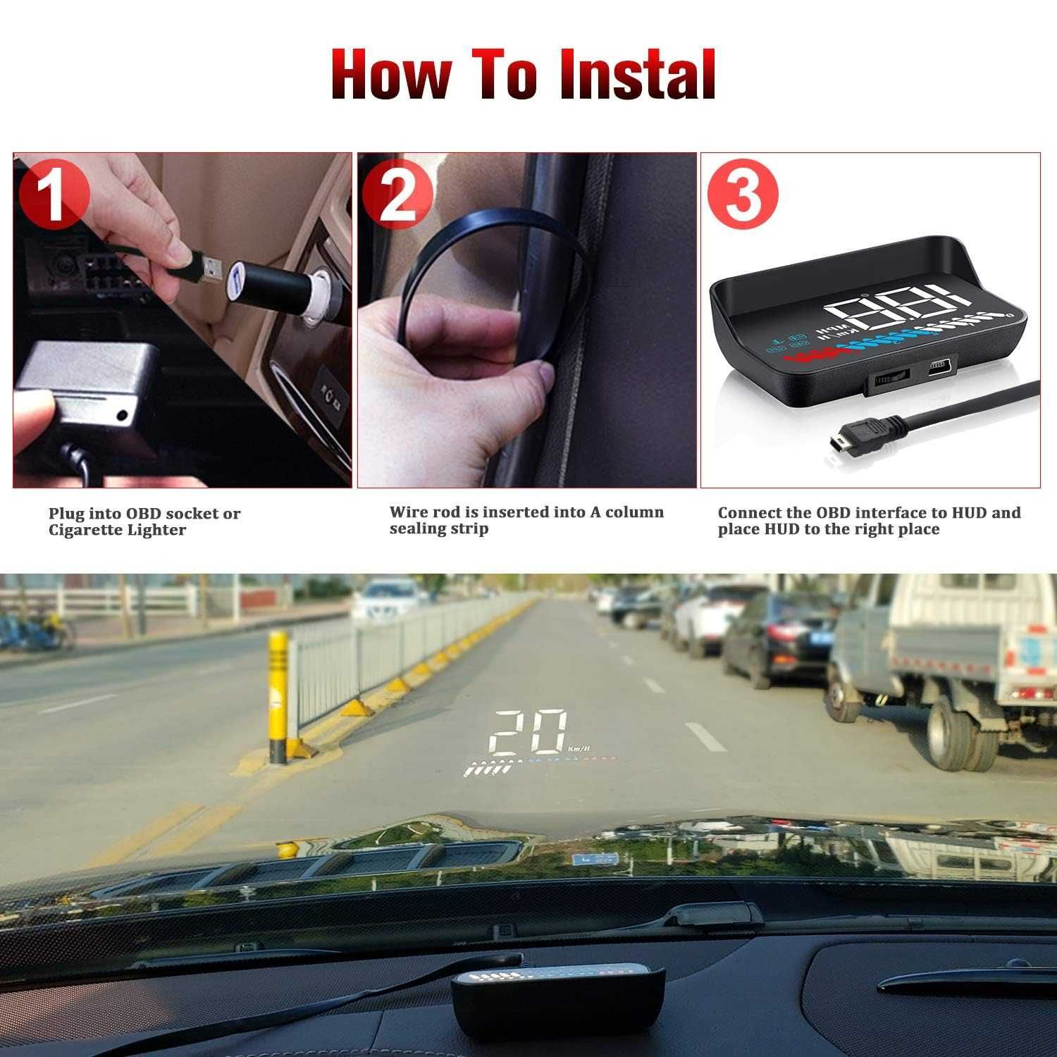 Автомобилен Head Up дисплей OBD2 GPS 12/ 24 V