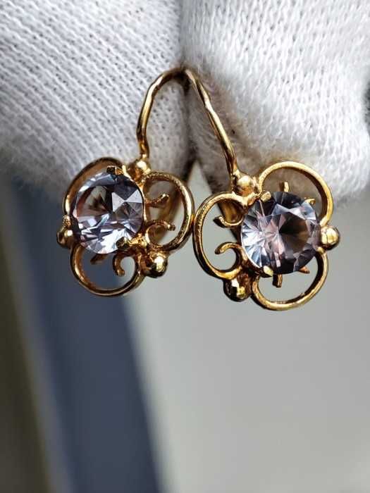 Cercei Aur 14K Cu Alexandrite Alexandrit Mov Verde Unicat