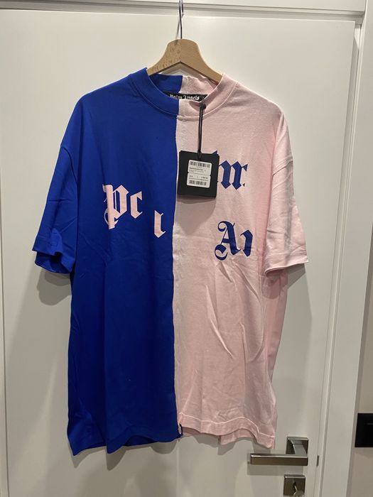 Тениска PALM ANGELS BROKEN LOGO PRINT Blue Pink.Струва 600лева.НОВА. L