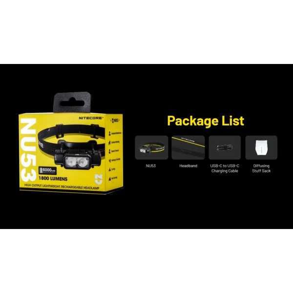 Lanterna frontala NITECORE NU53 1800lm 175m lumini multiple