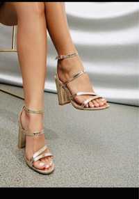 Sandale aurii model piele de sarpe