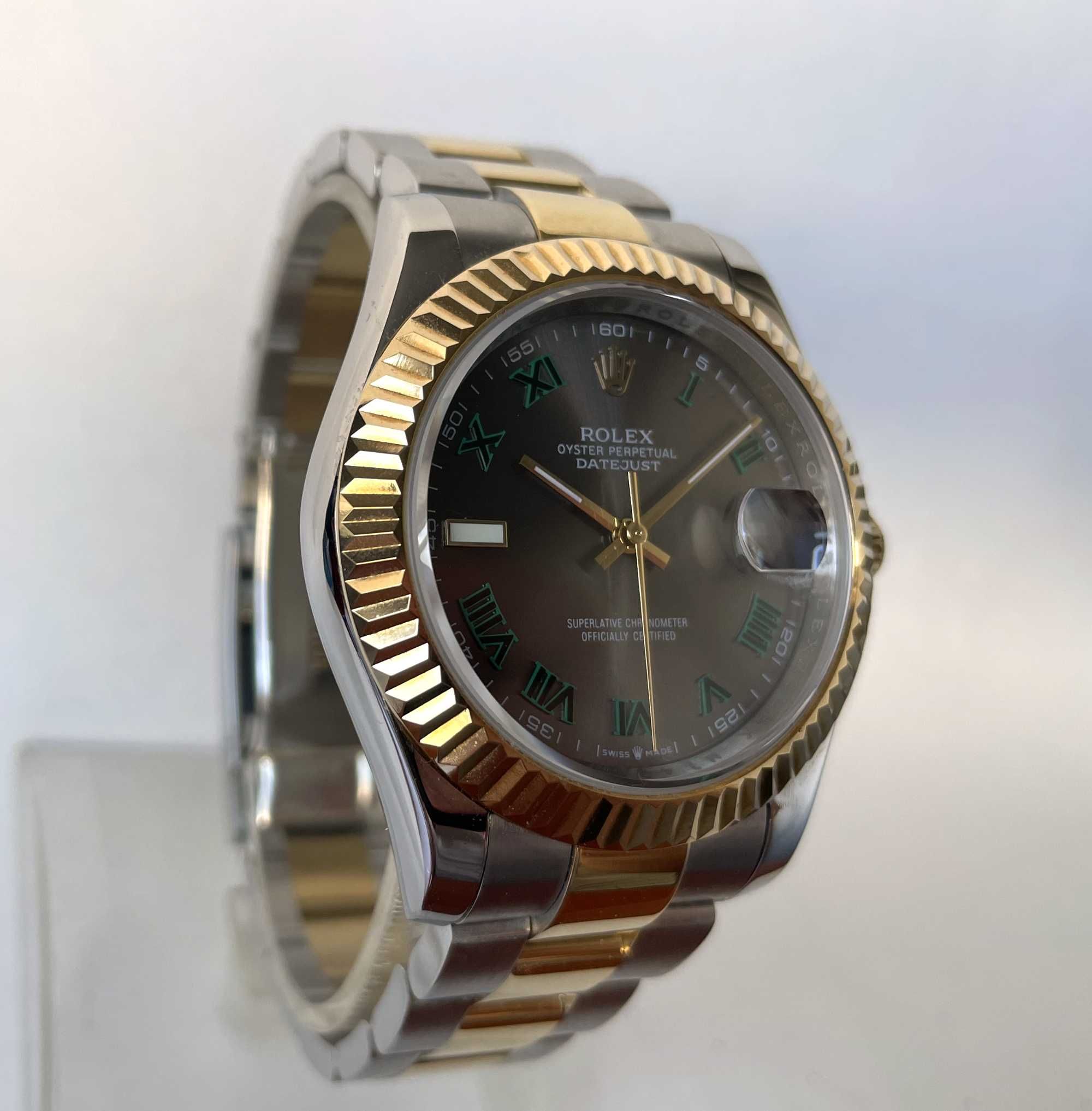 Rolex Datejust 41 Dual Tone Grey Dial Green Roman Numerals! Poze reale