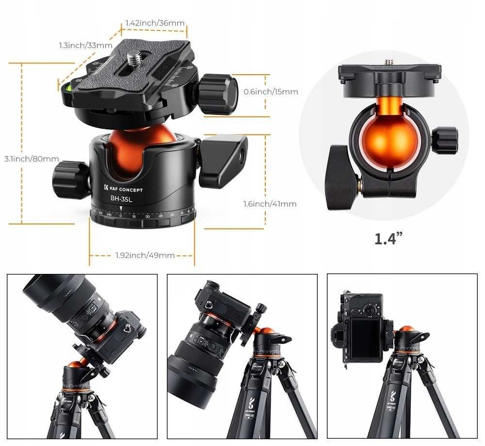 Глава за статив/ трипод K&F Concept BH-35L
