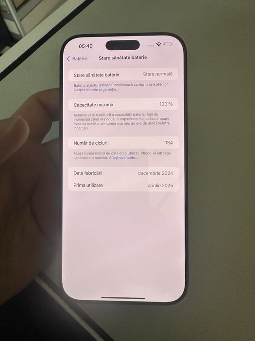 iPhone 16 Pro Max impecabil 256GB, baterie 100%, garanție Apple