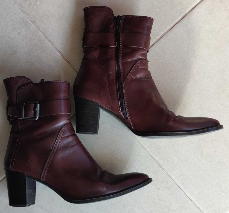 Дамски Боти/Ботуши с висок ток - бордо, размер 38