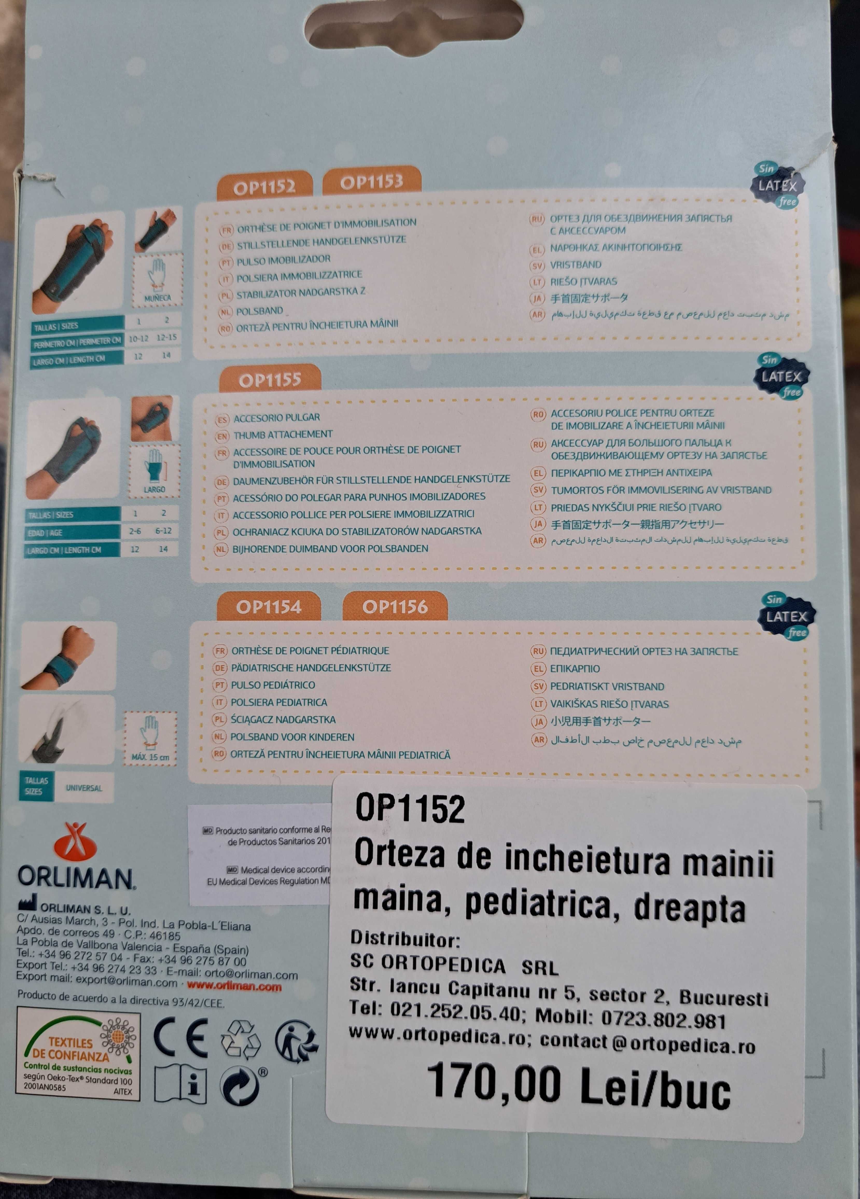 Orteza pediatrica pentru incheietura mainii drepte