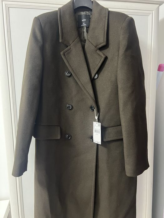 Palton lana cu doua randuri de nasturi , culoare kaki