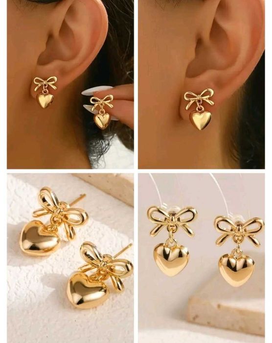 Cercei inimă model Gold din oțel inoxidabil, eleganți și rezistenți