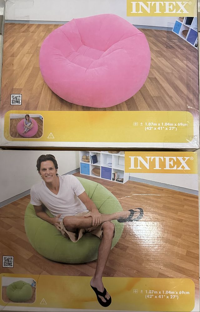 2 броя Надуваем фотьол Intex - зелен и розов
