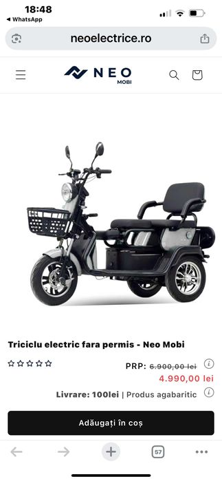 Triciclu electric fara permis - Neo Mobi, nou cu acte de proveniență