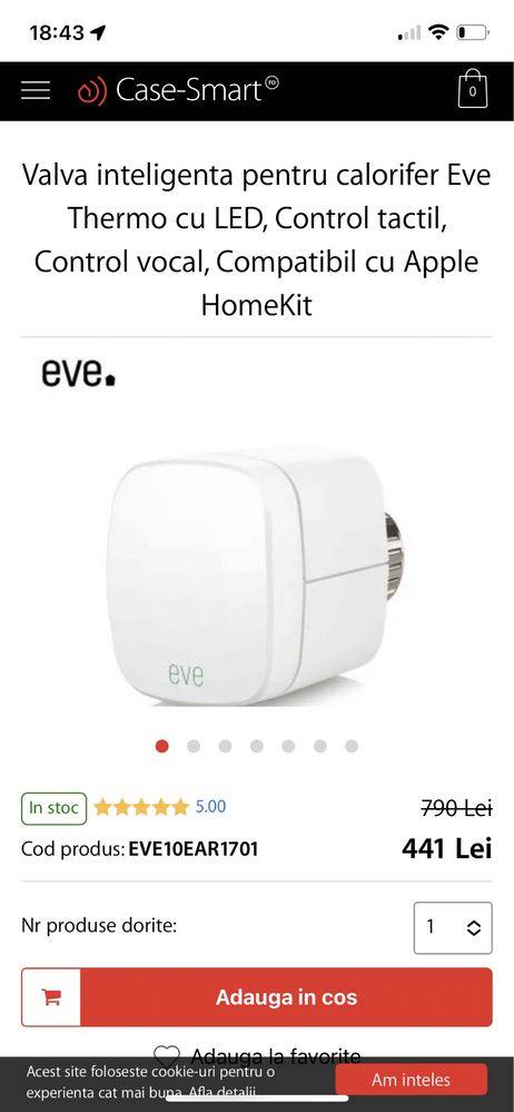 Valva inteligenta pentru calorifer.Eve thermo.Produs nou