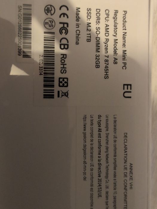 Mini PC – AMD Ryzen 7 7845HS, 32GB DDR5, 1TB SSD