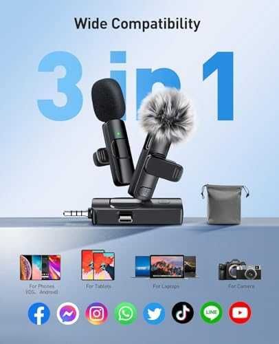 Нов Мини безжичен микрофон за видео, YouTube, TikTok, камера и телефон