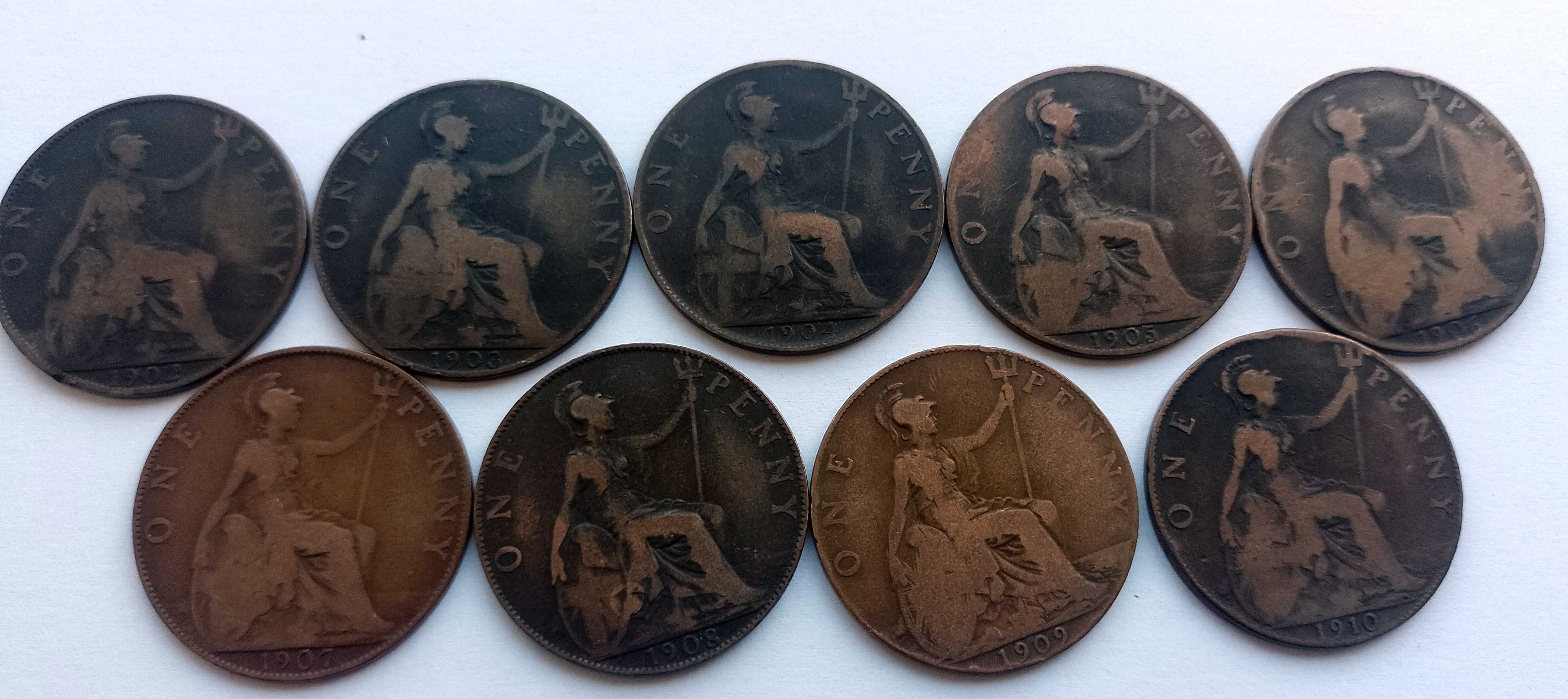 Lot 9 Monede 1 penny Anglia- consecutive 1902-1910