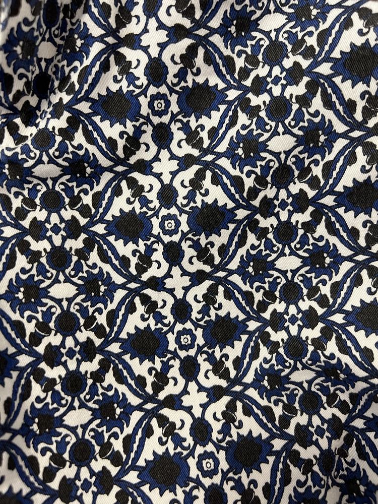 Blugi Zara, mar XS, 34, imprimeu estival alb-albastru
