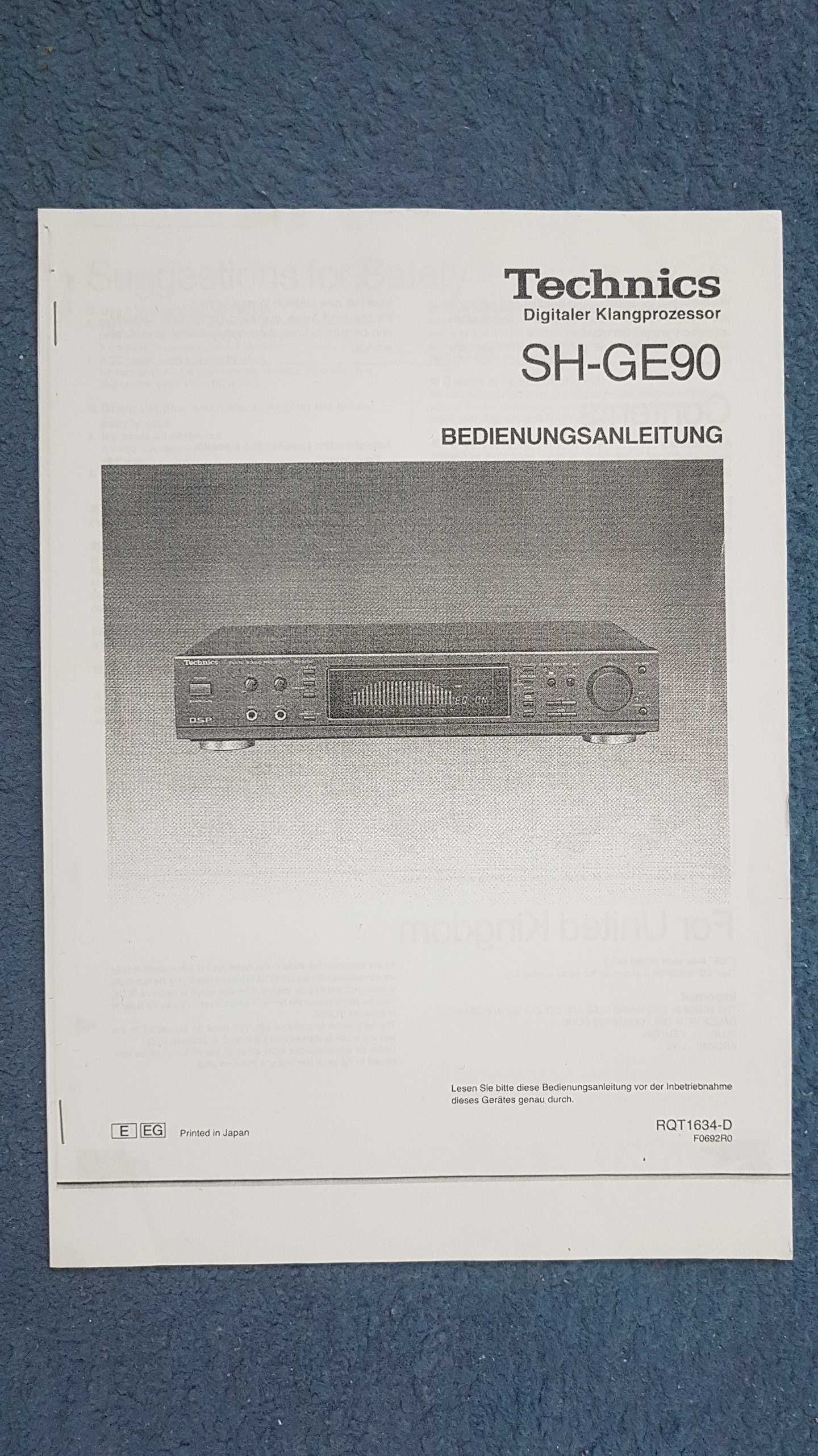 Manual de folosire Marantz PM-17MKII + Technics SH-GE90
