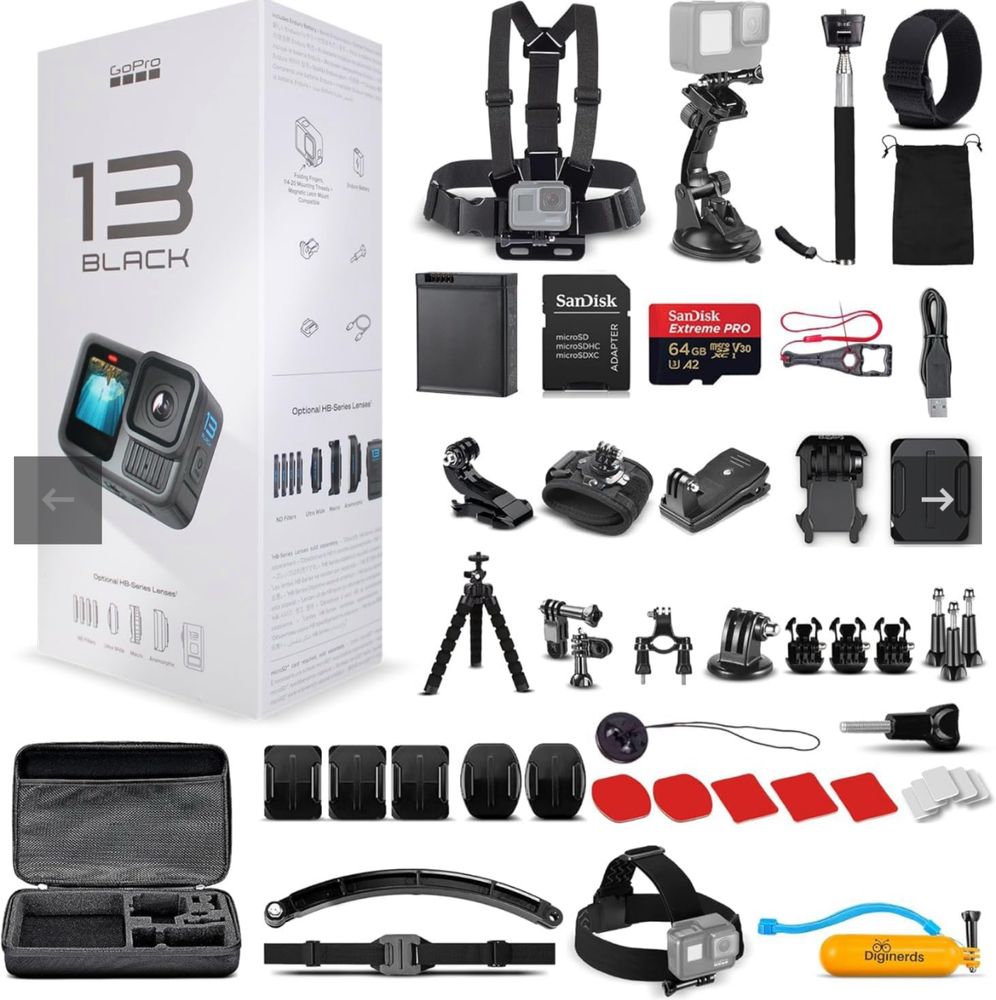 GoPro Hero 13 black + zaryadnik 2tali + full konpletk aksesuarlar