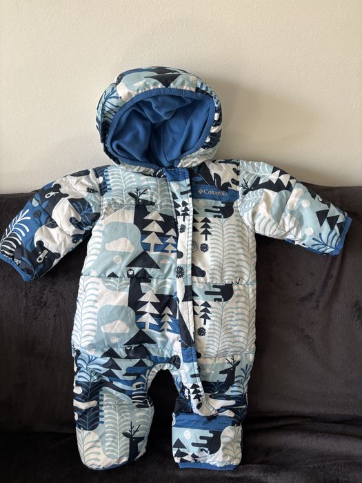 Costum Columbia cu puf gasca, bebe 0-6 luni, 68 cm, Foarte Buna