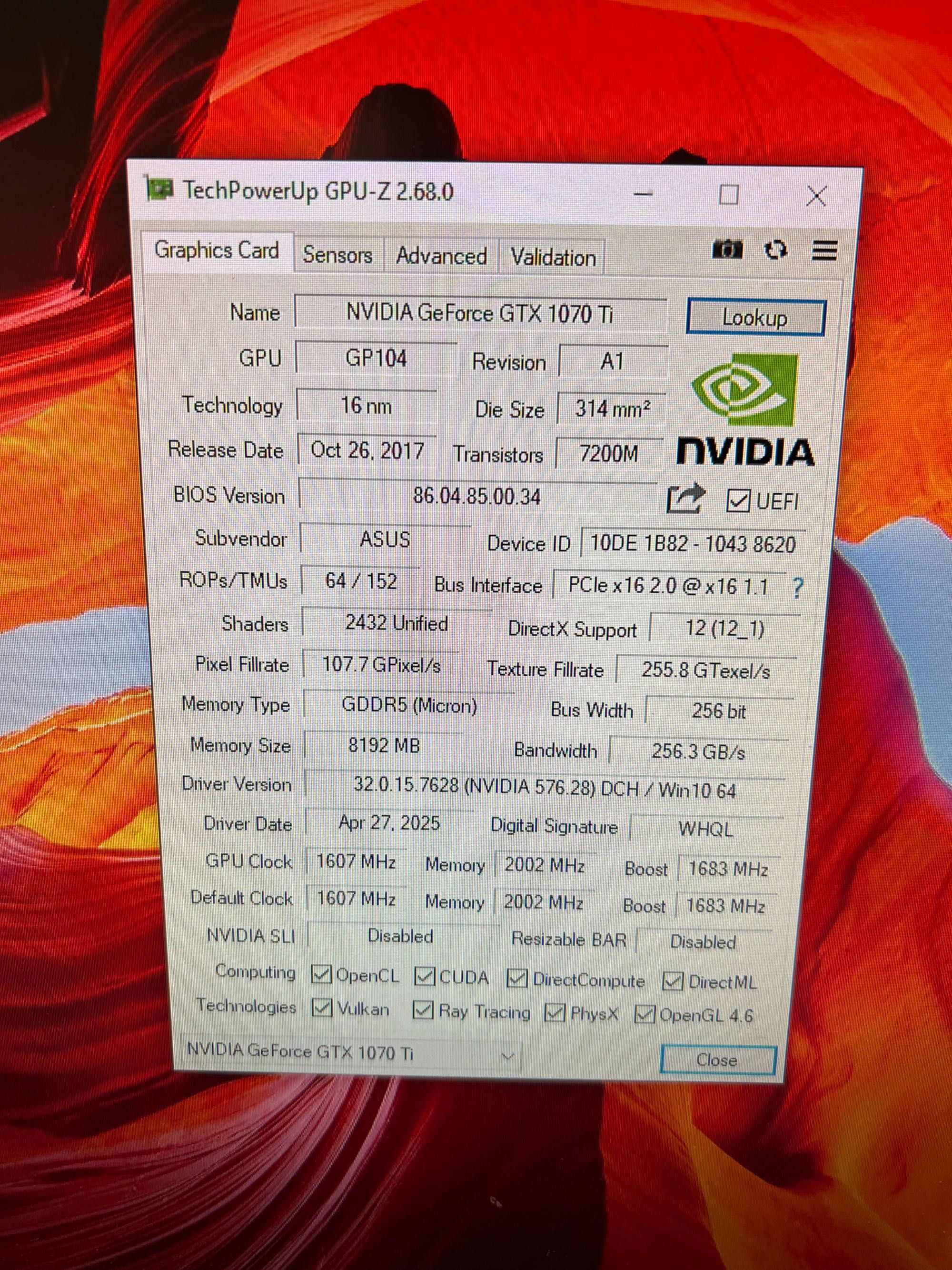 Asus GeForce GTX 1070 Ti Turbo 8GB