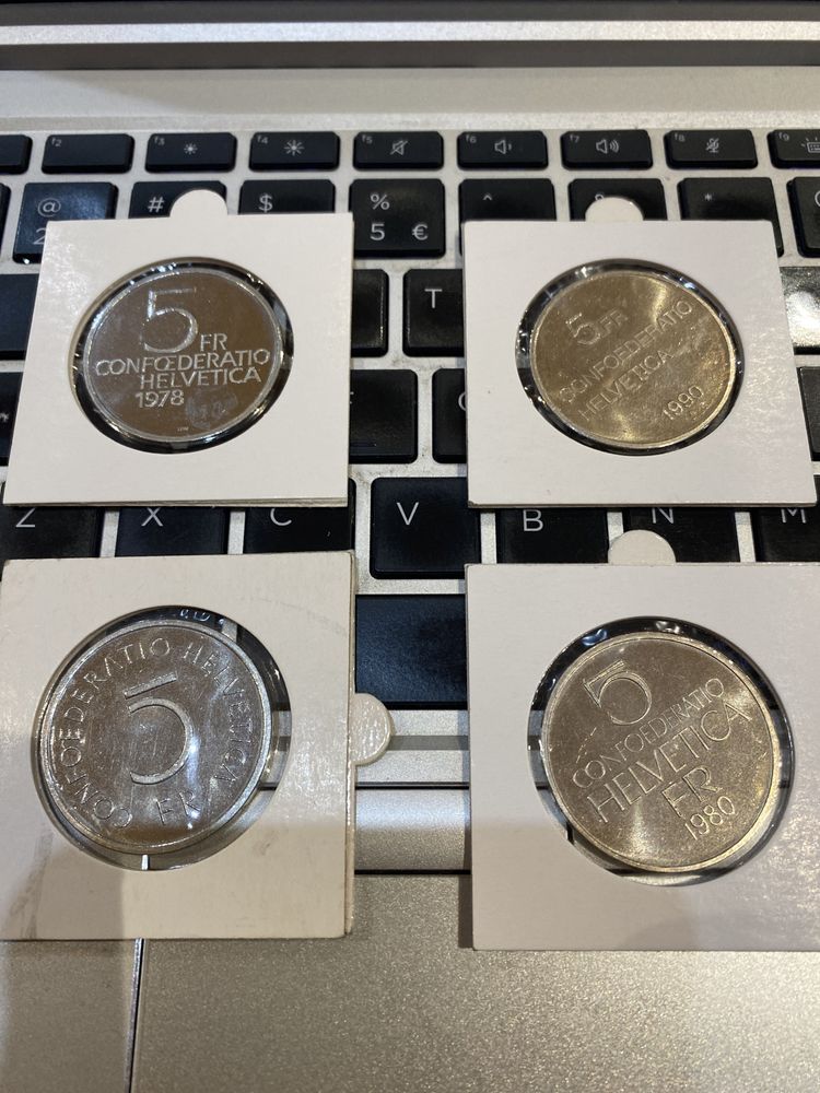 Monede 5 franci Elvetia , comemorative , stare buna