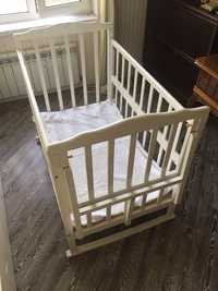 Кроватка детская (трасформер) белая с матрасом