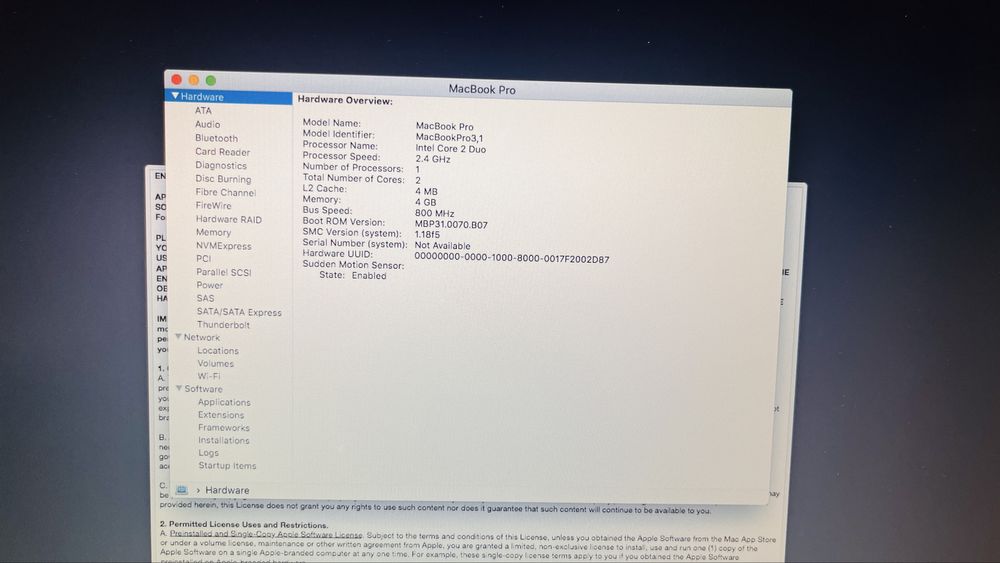 MacBook Pro MacBookPro3,1  A1229 Intel Core 2 Duo