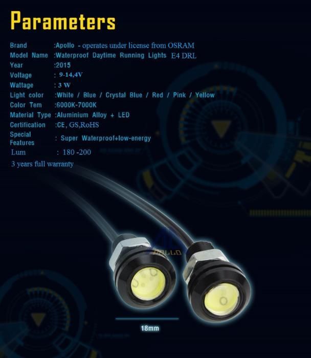 Drl тип орлово око - osram технология led cob диод дневни светлини