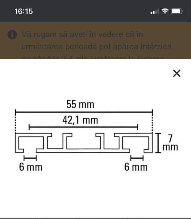 Sina tavan aluminiu 2 canale 3 m  ,culoare gri