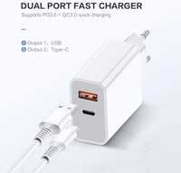 Incarcator Fast Charger 18W 2 Output + Cablu Usb Compatibil Iphone