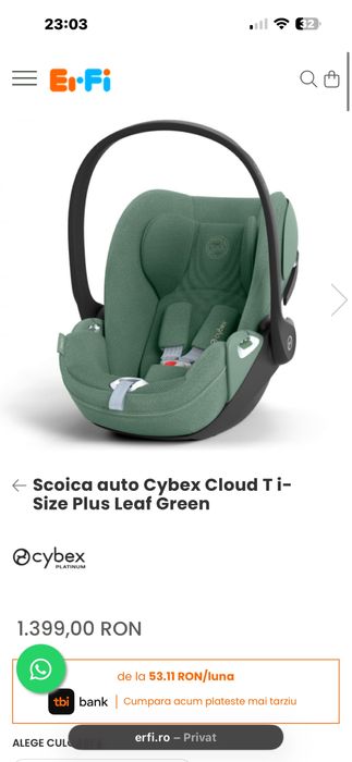 Scoica cybex cloud T i-size Plus leaf green